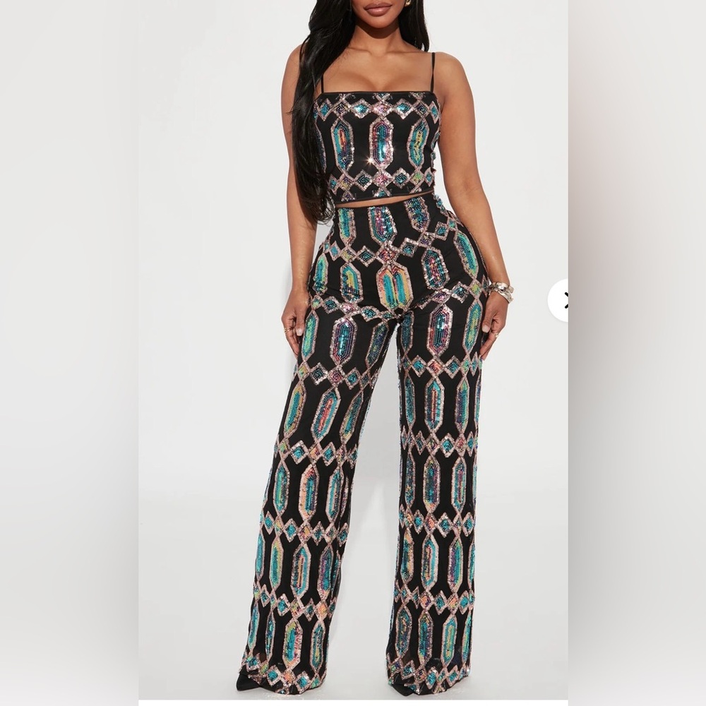 Sequin Geometric Pattern Jumpsuit